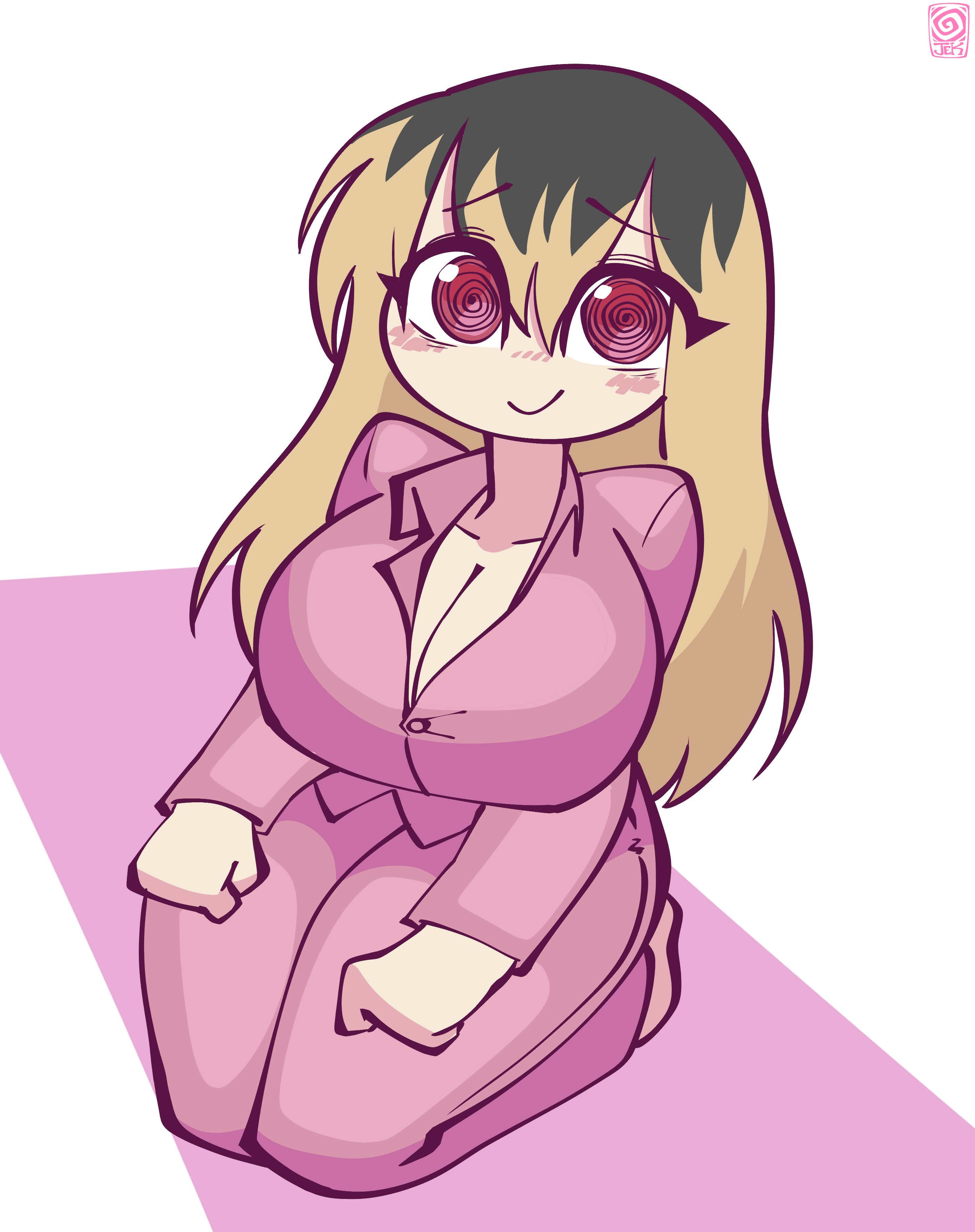 breasts, cute, female, jek korpen, multicolored hair, ochiai san, pajamas, tagme, thighs