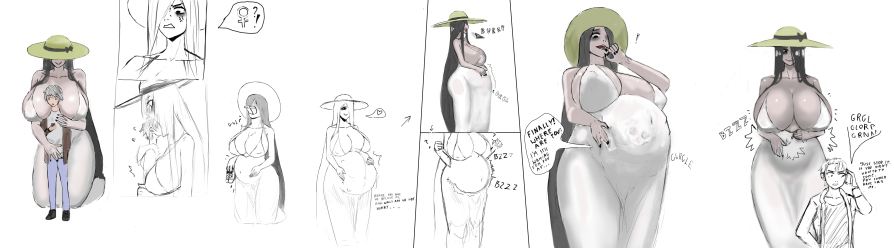 ass belly big_belly big_breasts big_butt breast_expansion breasts digestion ezkerbkun female_pred female_prey ghost_girl giantess hachishakusama hasshaku-sama mini_giantess oral_vore size_difference skull skull_imprint stomach_bulge stomach_expansion tall_female thick_thighs tomboy vore vore_belly