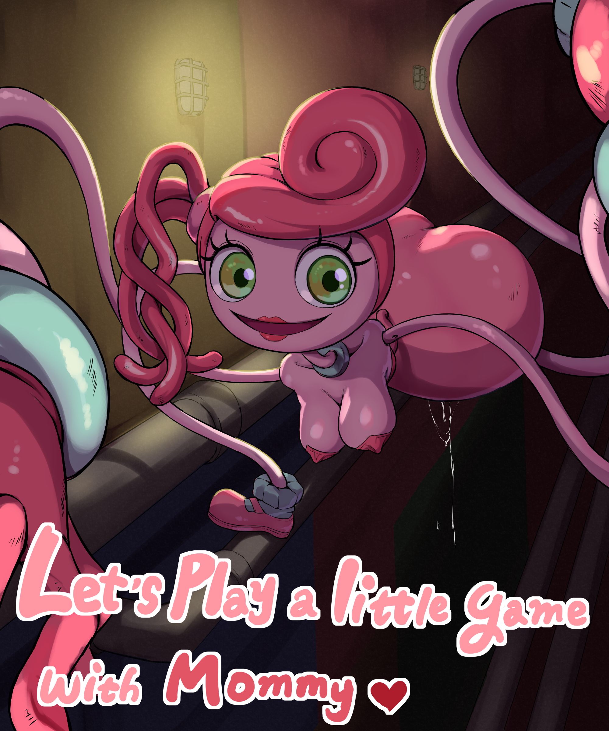 ass, big ass, female, female only, green eyes, mommy long legs, pink body, pink hair, pink skin, poppy playtime, pussy, pussy juice, solo, tagme