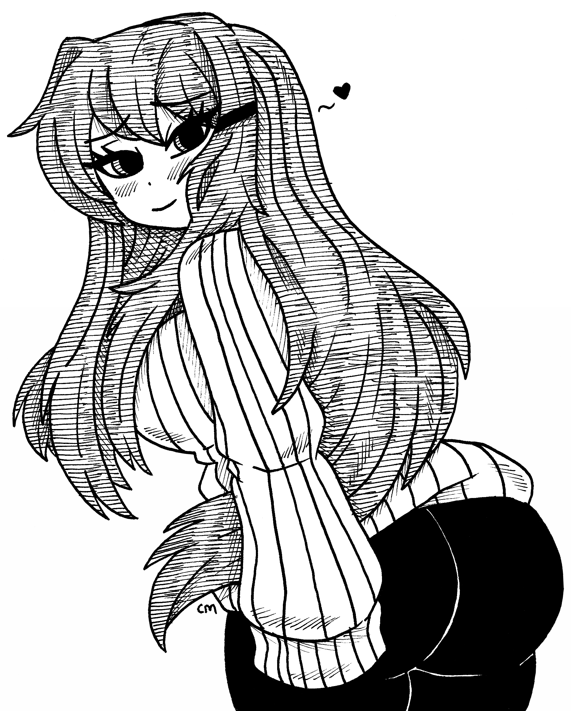 1female 1girls ass big_ass big_breasts big_butt blush blush_lines breasts doki_doki_literature_club female girl heart inky_sketchy leggings long_hair yuri_(doki_doki_literature_club)