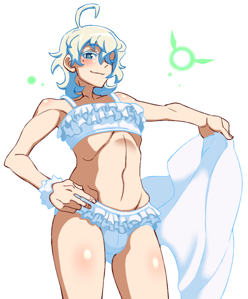 crossdressing femboy mantan swimsuit white_hair