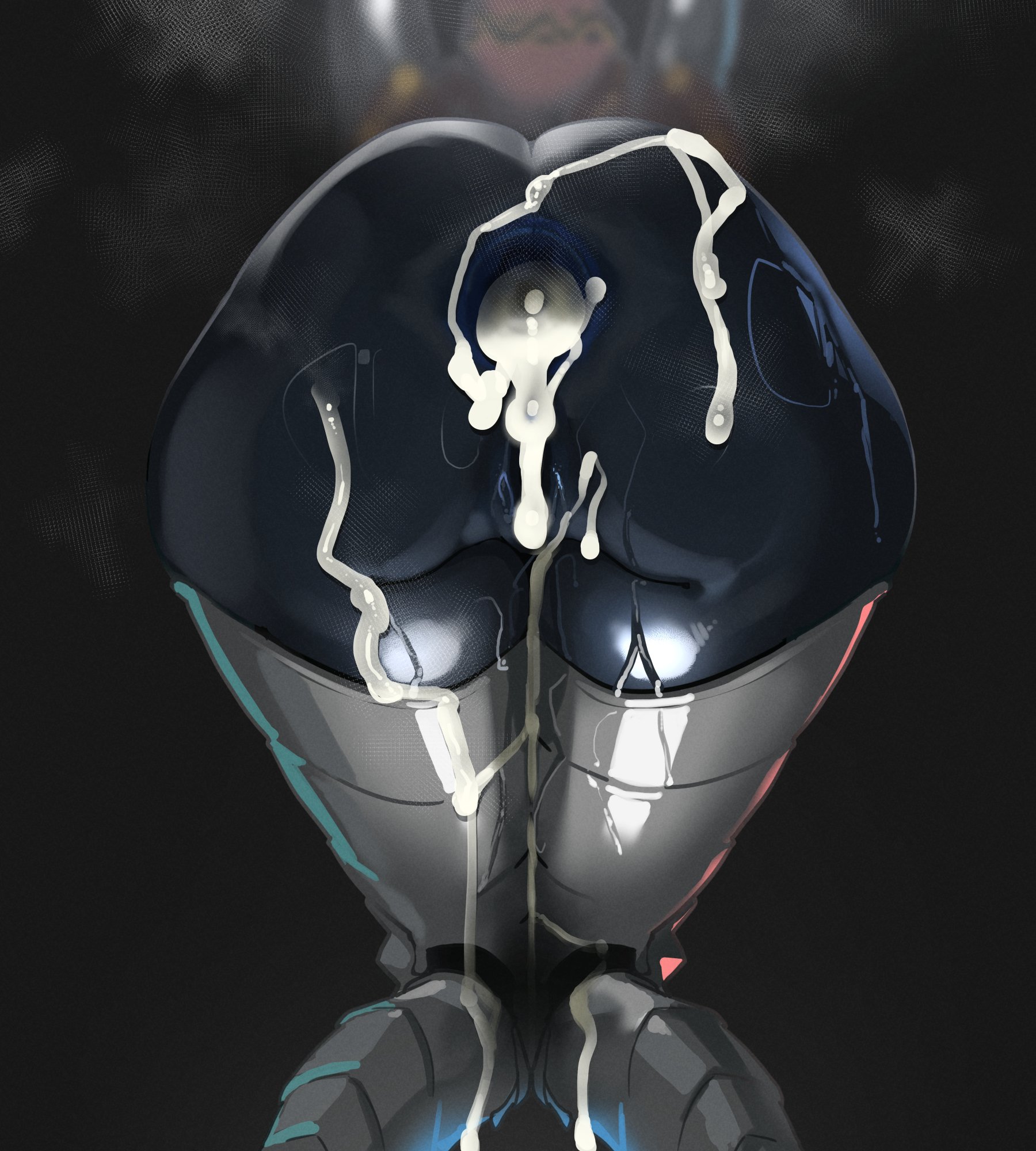 anus, armor, armored female, ass, back view, big ass, black body, clothed, cum, cum drip, cum in ass, cumshot, dancer of the boreal valley, dark souls, dark souls 3, digital media (artwork), female, fromsoftware, gaping anus, legs together, mdthetest, presenting hindquarters, questionable consent, solo, sweat, sweating