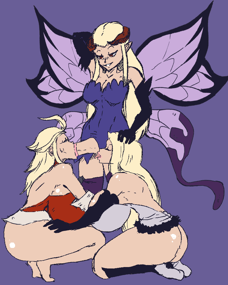 1futa 2girls agnes_oblige airy alternate_breast_size big_breasts big_penis bimbo bimbofication blonde_hair blowjob bravely_default:_flying_fairy breasts clothed clothing edea_lee elbow_gloves erection fellatio female futa_on_female futanari gloves huge_breasts huge_cock human humanoid humanoid_penis kneeling light-skinned_female light-skinned_futanari light_skin long_hair massive_breasts mostly_clothed oral penis sex shishikasama source_request standing