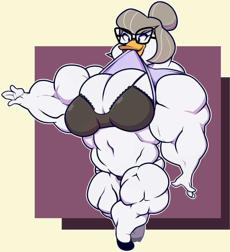 bentina_beakley biceps big_breasts bird bra breasts colored disney disney_channel disney_xd duck ducktales ducktales_(2017) extreme_muscles female glasses hair large_breasts muscles muscular muscular_arms muscular_female muscular_legs panties pecs samboga sbshouseofpancakes