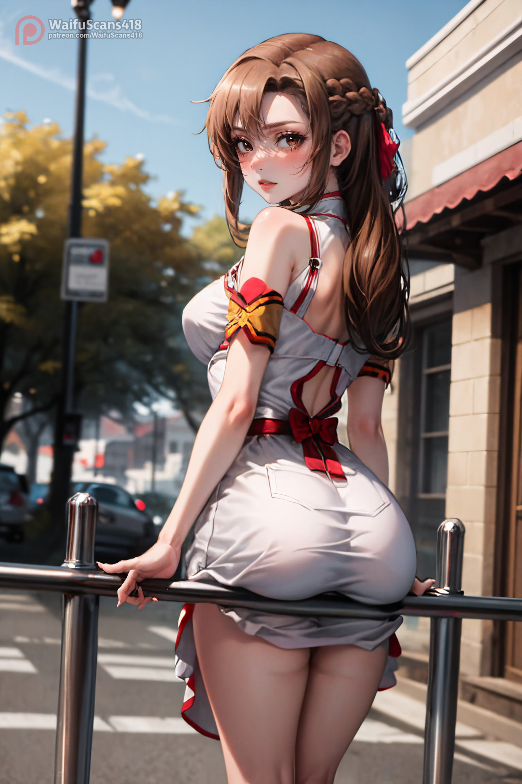 ai generated, ass, brown hair, female, high resolution, highres, stable diffusion, sword art online, thick thighs, waifuscans418, wide hips, yuuki asuna