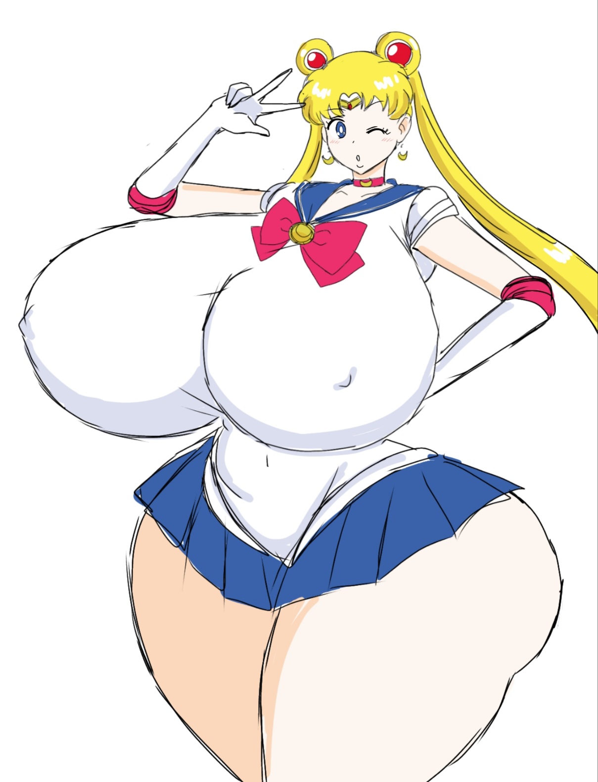 1girls, alternate breast size, ass, big ass, big breasts, big butt, bishoujo senshi sailor moon, breasts, breasts bigger than head, clothing, female, female only, gigantic breasts, huge breasts, large breasts, momiji (artist), sailor moon, skirt, solo, thick ass, thick butt, thick thighs, usagi tsukino