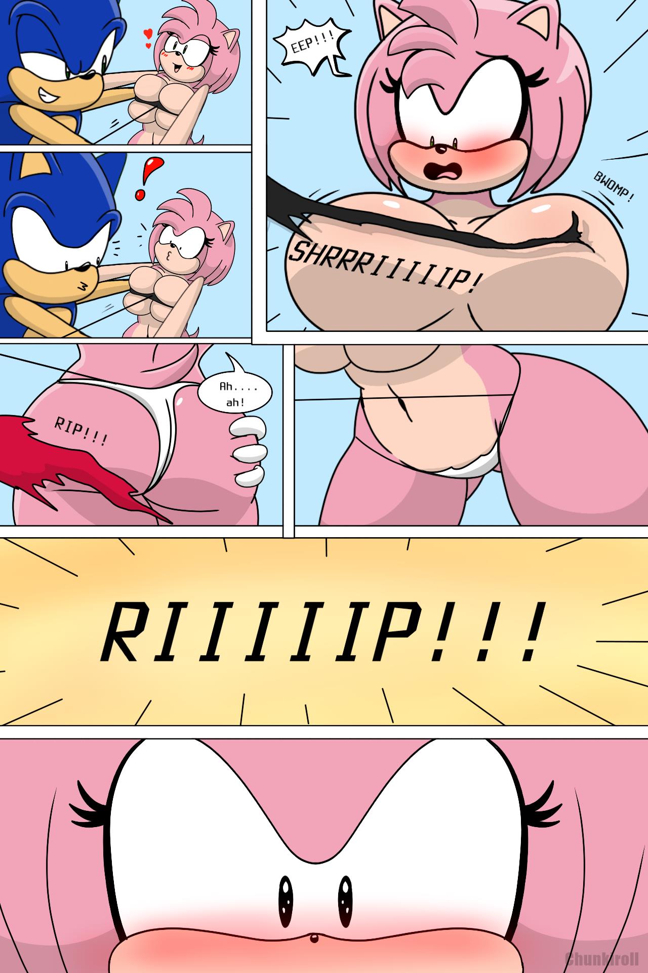 amy_rose ass breasts chunkiroll embarrassed_nude_female enf senftember senftember_(2023) sonic_(series) sonic_the_hedgehog underwear