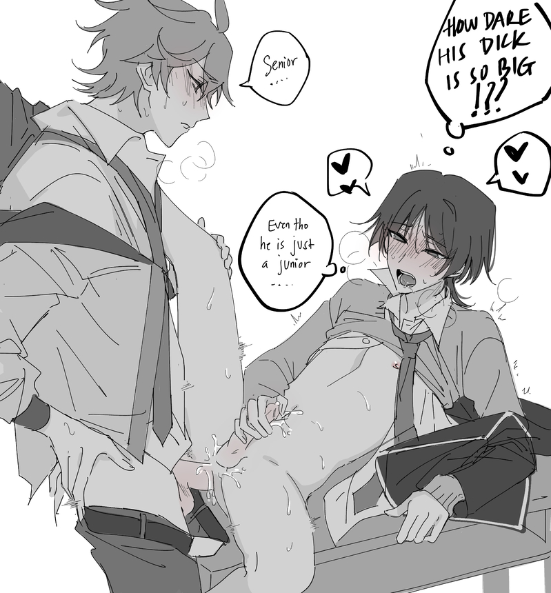 anal, blush, childe (genshin impact), english text, gay, gay sex, genshin impact, heart, male, male on male, male only, male penetrating, male/male, masturbation, scaramouche (genshin impact), sweat, sweatdrop, sweating, sweaty body, tartaglia (genshin impact)