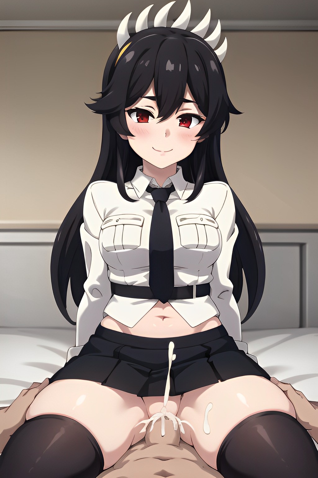 1boy 1boy1girl 1girls 2d ai_generated bed big_breasts black_hair blush breasts cowgirl_position cum cum_drip cum_in_pussy cum_inside cum_on_body cumshot ejaculation eye_contact female filia_(skullgirls) hips huge_breasts large_breasts light-skinned_female light_skin looking_at_viewer male nopemope26 on_bed on_top oppai penetration penile_penetration penis penis_in_pussy pov pov_crotch pov_eye_contact pussy pussy_ejaculation pussy_juice red_eyes riding riding_penis samson_(skullgirls) skullgirls smile straddling straight thick thick_legs thick_thighs thighhighs thighs uncensored vagina vaginal_insertion vaginal_penetration vaginal_sex video_games wide_hips