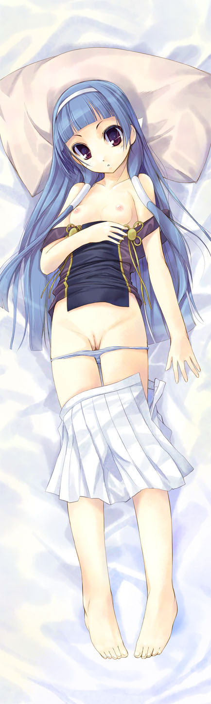 1girls barefoot blunt_bangs breasts clothing dakimakura_design feet female female_only high_res highres kannagi kirishima_satoshi nagi nagi-sama nipples panties panty_pull pussy skirt small_breasts solo thigh_gap uncensored underwear