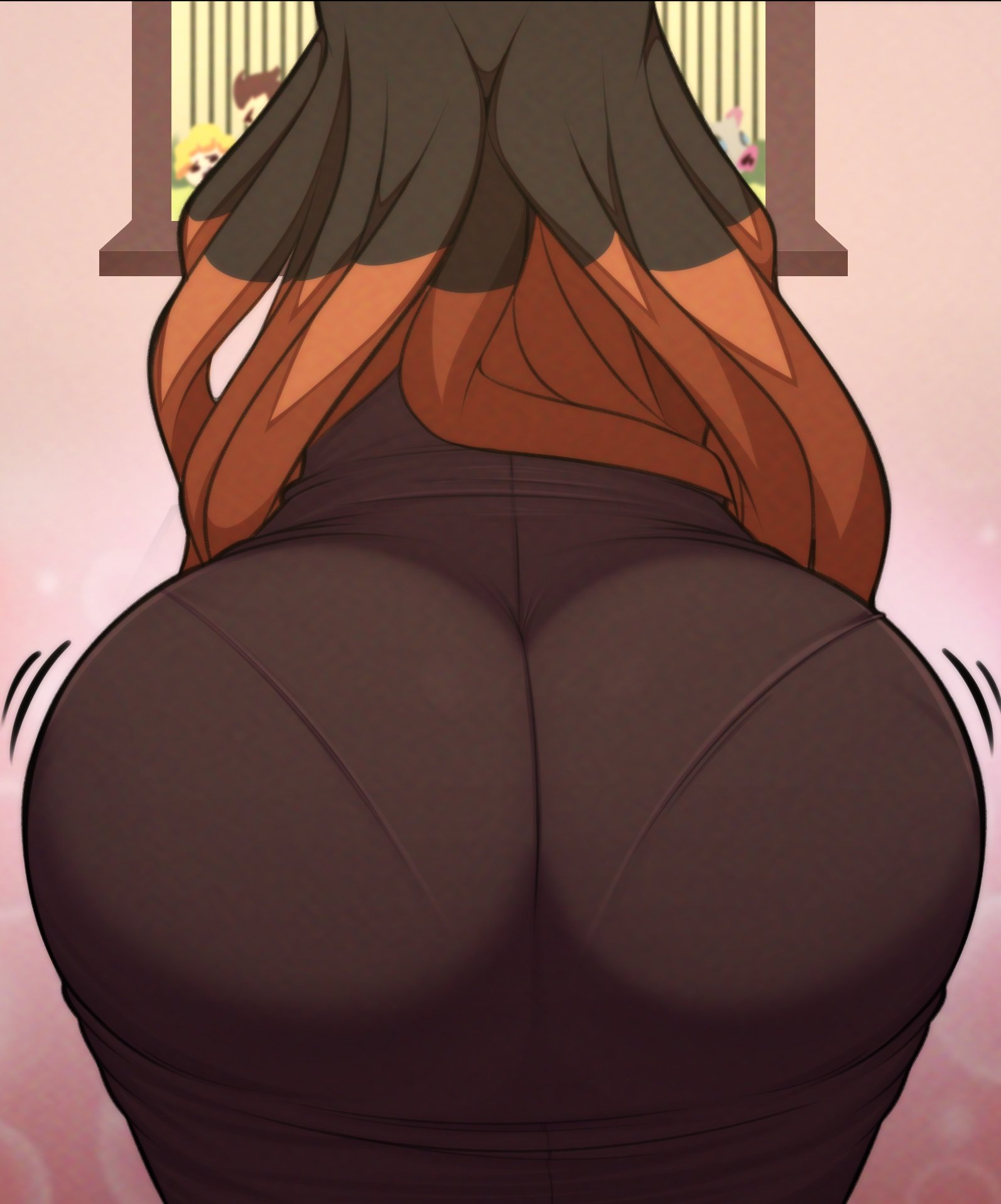 1girls, aged up, ass, ass focus, ass in dress, big ass, big butt, black hair, black-haired female, bubble ass, bubble butt, cropped, demon slayer, dress, dress inside ass, fat ass, female, huge ass, kamado nezuko, kimetsu no yaiba, large ass, pantylines, semidraws, thick ass