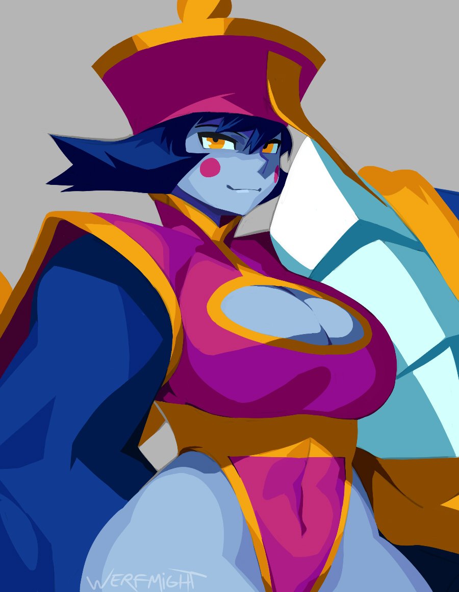 1girls big_breasts blue_hair blue_skin breasts busty capcom cleavage cleavage_cutout clothing clothing_cutout colored_skin darkstalkers female female_only hat hsien_ko jiangshi large_breasts legs lei-lei lei_lei leotard looking_at_viewer monster_girl naughty_face no_outlines seductive_smile sensual short_hair sleeveless smile solo thick_thighs thighs undead werfmight wide_sleeves yellow_eyes