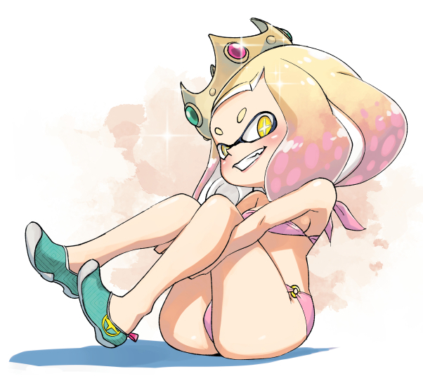 ass female muramasa_mikado pearl_(splatoon) smile solo splatoon splatoon_2 swimsuit