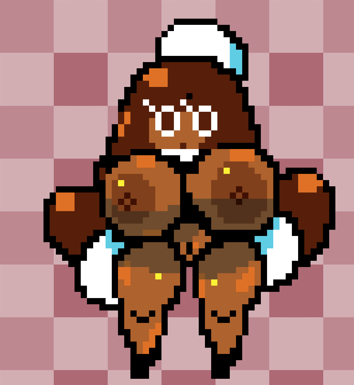 1girls adorable big_ass big_breasts big_butt breasts brown_eyes brown_hair cocoa_cookie cookie cookie_humanoid cookie_run cubesmolly cute dark-skinned_female dark_skin female female_focus female_only food food_creature food_humanoid huge_breasts long_hair marshmallow pixel_art pixelated solo solo_female standing