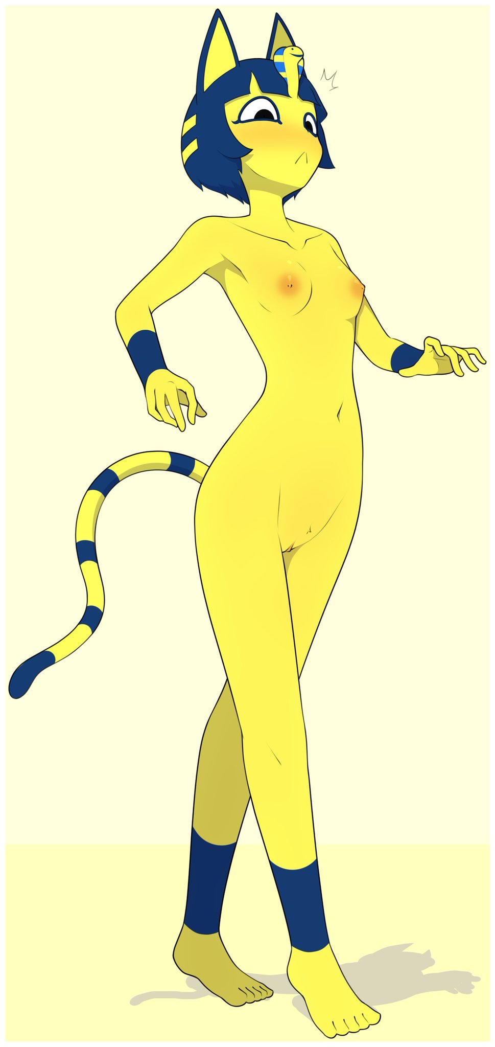 animal_crossing ankha breasts completely_nude_female embarrassed_nude_female enf full_frontal_nudity furrgroup nude pussy surprised