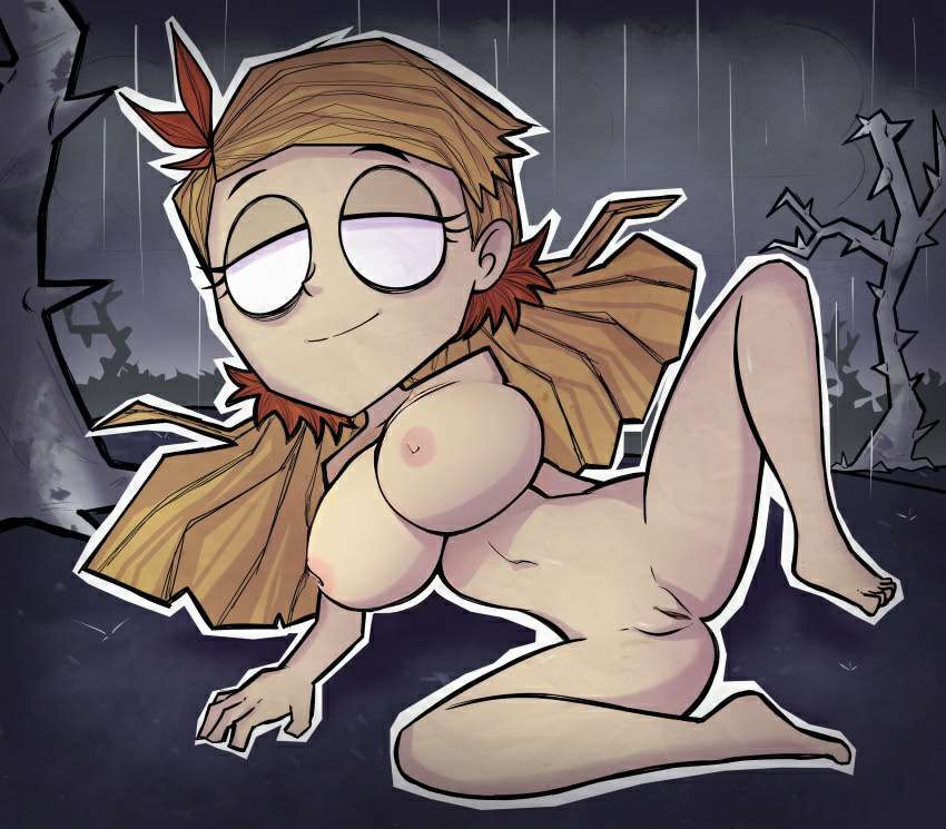 big_breasts blonde_hair don't_starve don't_starve_together dont_starve dont_starve_together edit female female_only half-closed_eyes klei_entertainment monke_brush smile solo solo_focus spread_legs tagme wendy_(don't_starve)