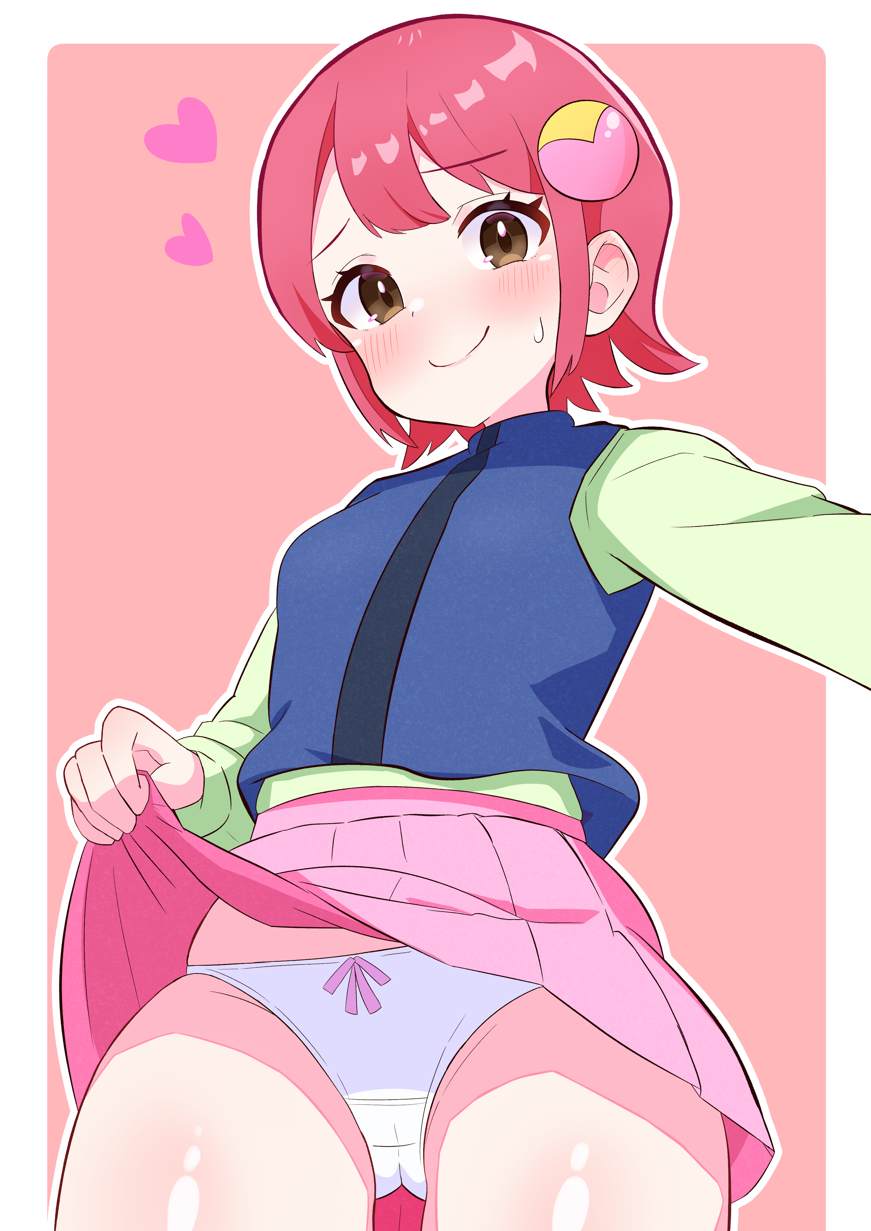 1girls, blush, female, gmkz kawaii, mayl sakurai, medium hair, mega man, mega man battle network, panties, skirt lift, smile, tagme, white panties