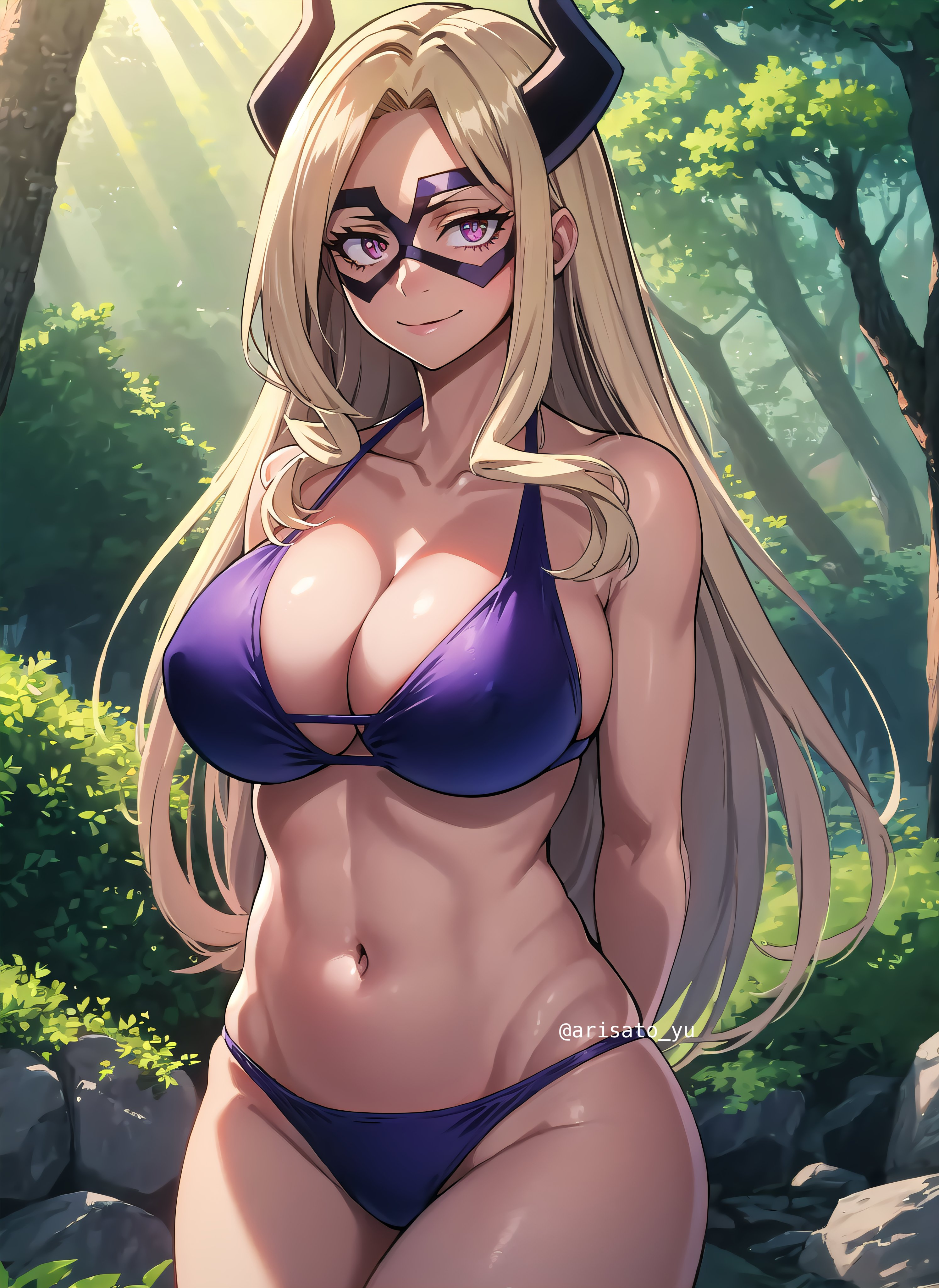 ai generated, arisato yu, breasts, female, female only, mount lady, my hero academia, outdoors, outside, solo, yuu takeyama