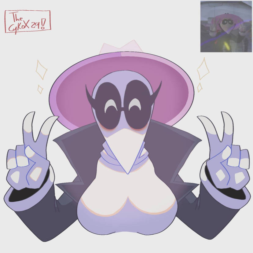 1female 1girl 1girls big_breasts black_eyes black_spy female female_focus female_only gloves hat peace_sign pink_hat signature simple_background spy_vs_spy tagme thecykox29! v_sign white_background white_gloves white_pupils