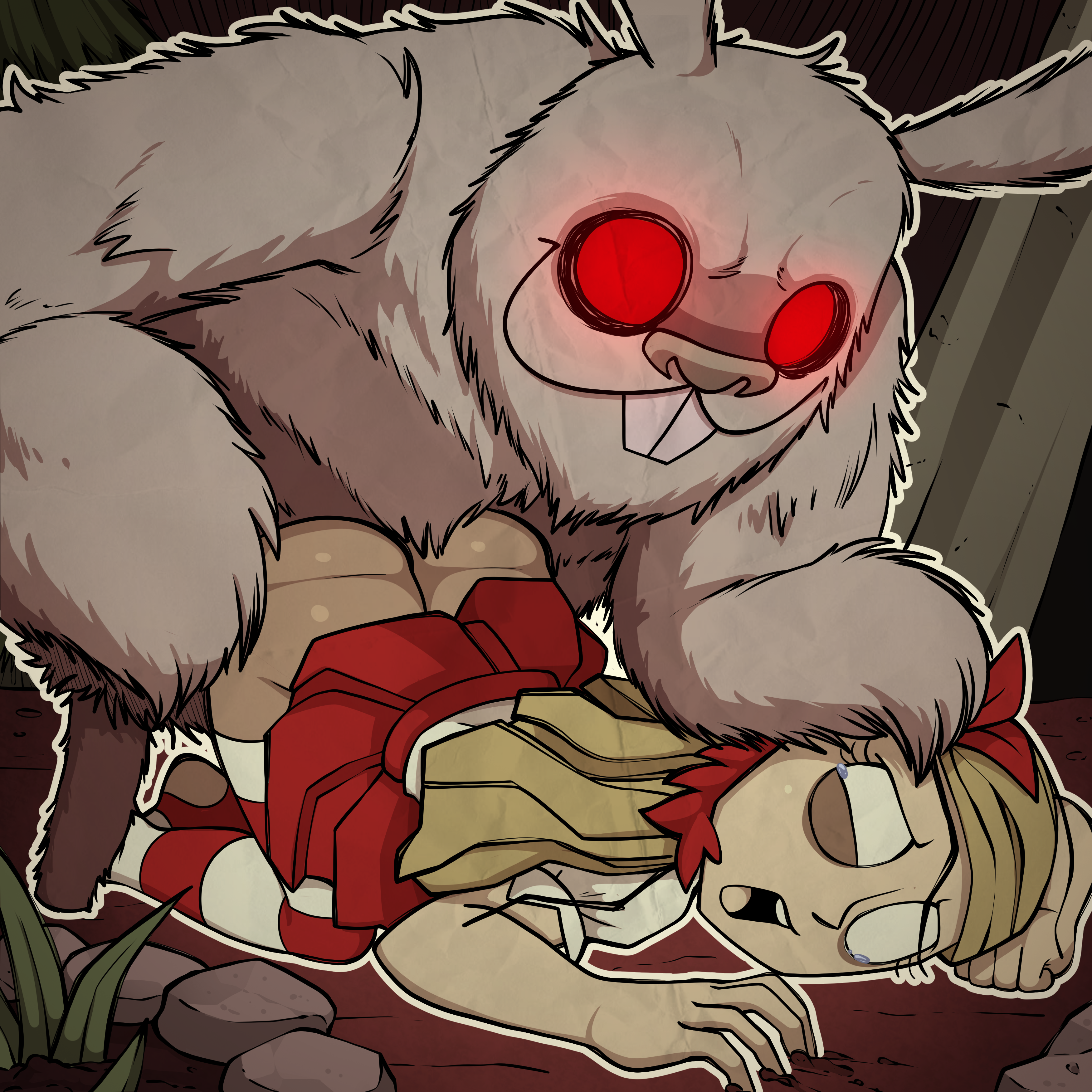 1boy, 1girls, 2d, alternate version available, ambiguous penetration, anthro, anthro male, ass, blank eyes, blonde, blonde female, blonde hair, bunnyman (don't starve), clothed, clothed female, clothed female nude male, clothing, completely nude, don't starve, don't starve (series), don't starve together, female, female penetrated, fur, hollow eyes, klei entertainment, long hair, male, male penetrating, male penetrating female, no pupils, nude, nude male, penetration, raised skirt, rape, red eyes, sex, skirt, spiralart, straight, tagme, tears, wendy carter