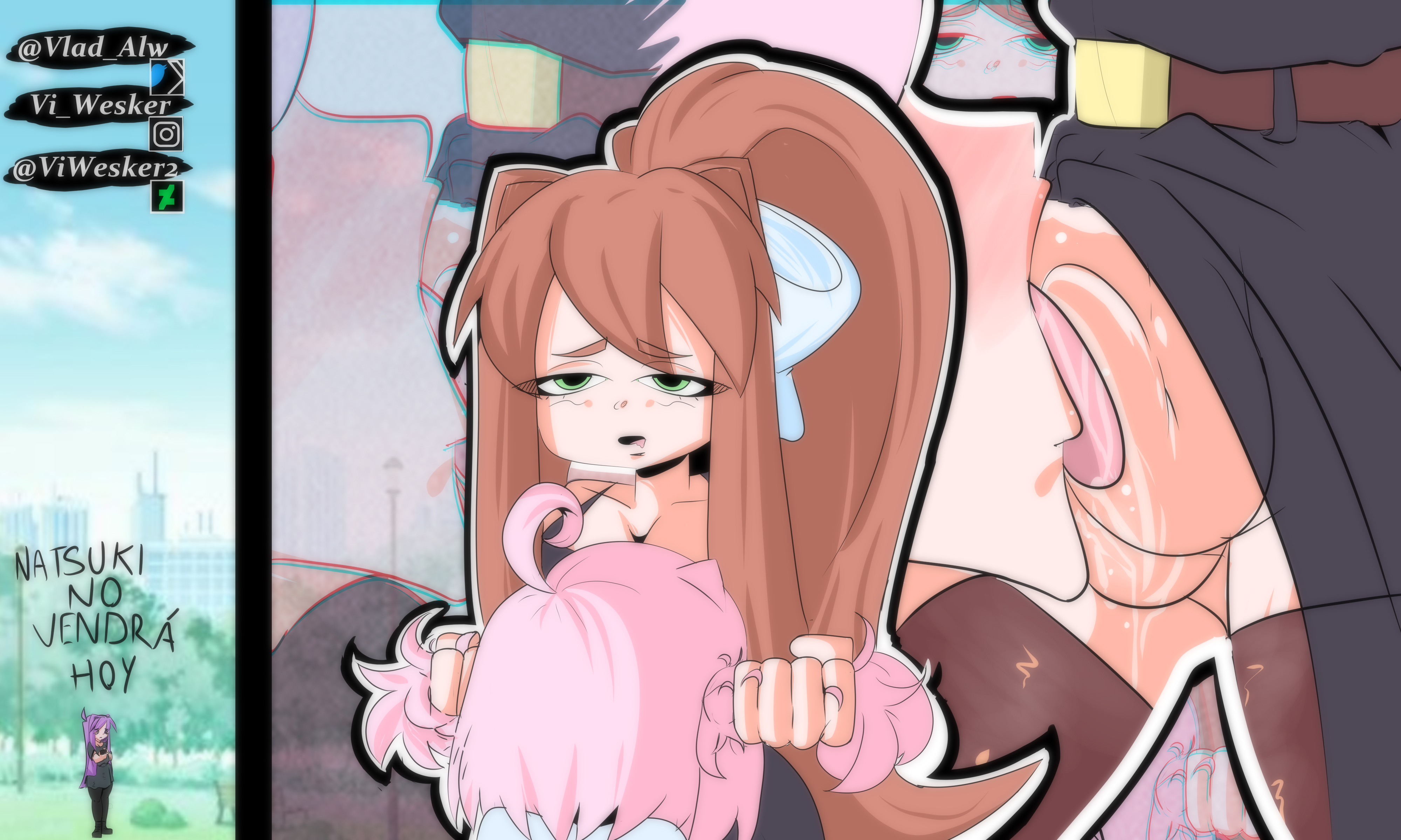 1futa, 1girls, balls, blowjob, cheating, cucked by futa, cuckold, doki doki literature club, female, futa on female, futanari, intersex, light skin, light-skinned female, light-skinned futa, monika (doki doki literature club), natsuki (doki doki literature club), netorare, ntr, self upload, spanish text, sucking balls, sucking testicles, tagme, testicles, text, translated, vi wesker, yuri (doki doki literature club)