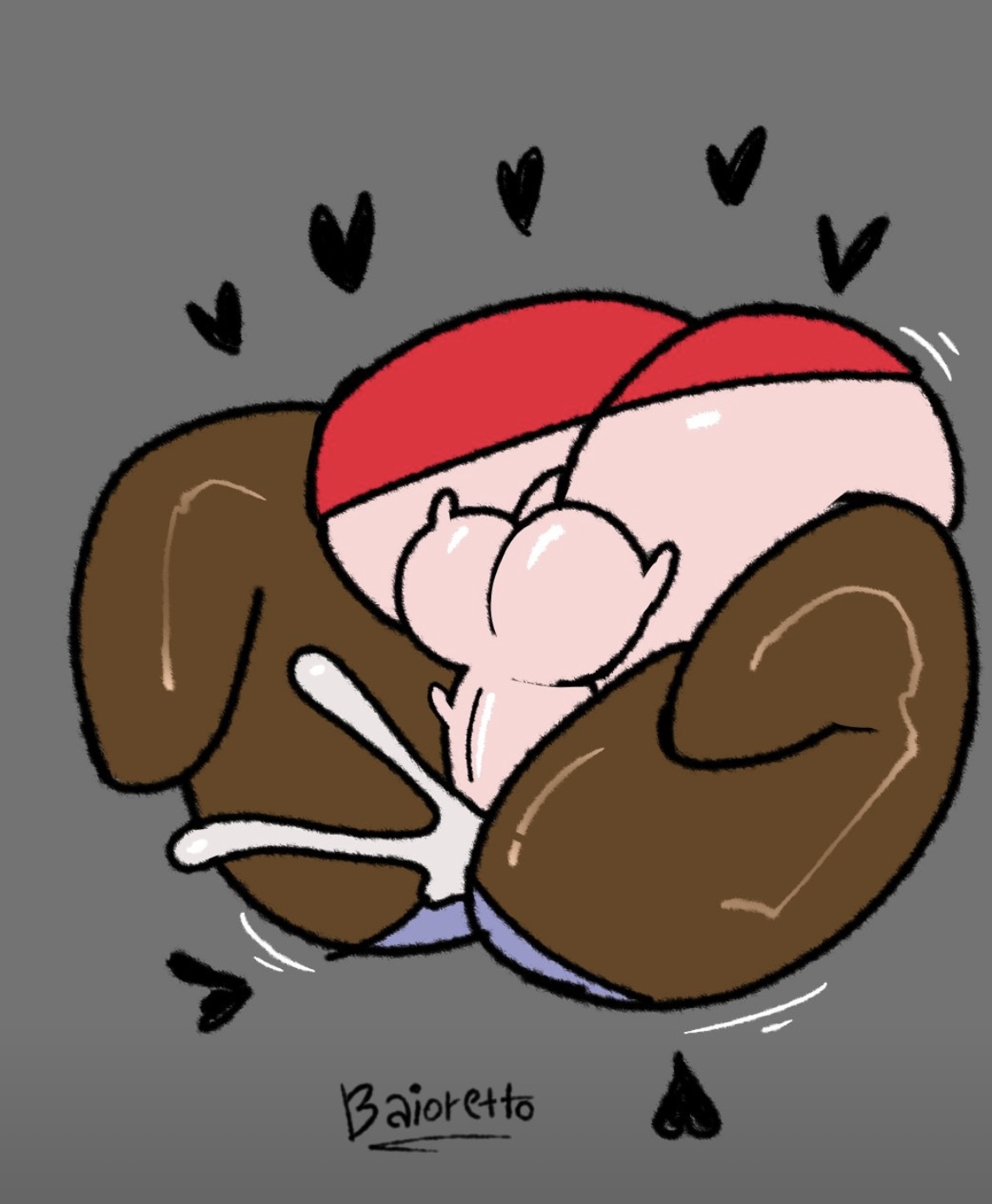 1futa, 1girls, ass, baioretto, big ass, black heart, black hearts, carol (bbpanzu), clothed, cum, cum inside, dickgirl, dickgirl on female, dickgirl penetrating, dickgirl/female, female, friday night funkin, futa on female, futa penetrating, futa penetrating female, futanari, girlfriend (friday night funkin), grey background, heart, intersex, mating press, simple background