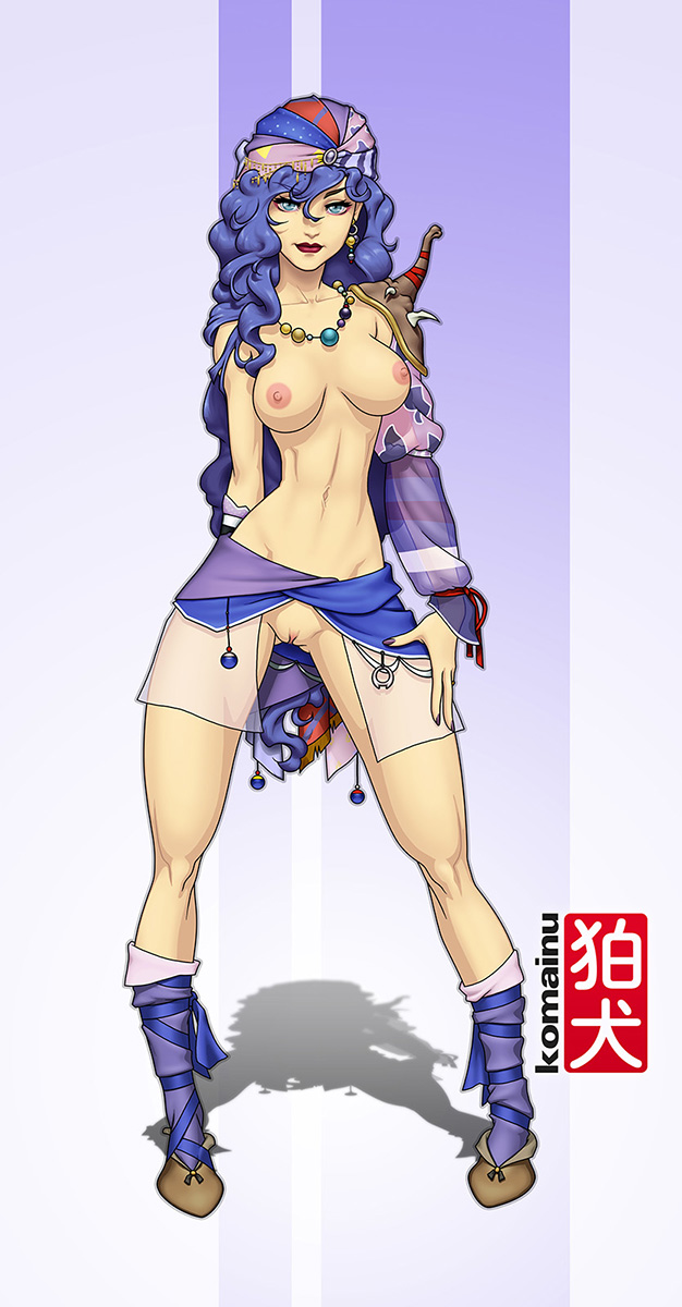 1girls blue_hair female female_focus female_only final_fantasy final_fantasy_ii full_body komainu_(artist) leila leila_(ff2) partially_nude pirate pussy shaved_pussy solo_female