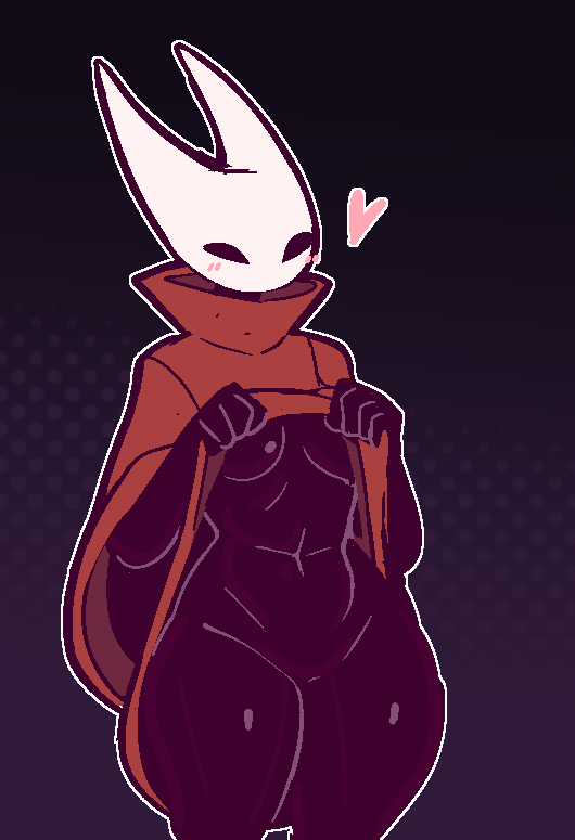 clothing lift, female, flashing, functionally nude, hollow knight, hornet (hollow knight), mostly nude, no bra, no panties, no pants, solo female, thighs, welwraith