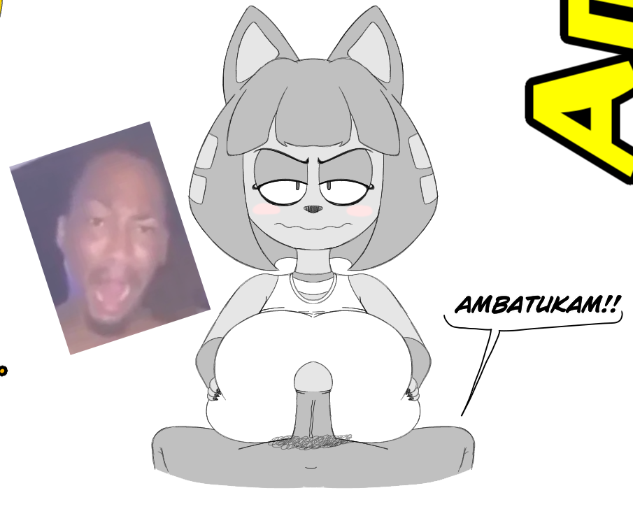 ambatukam animal_crossing ankha ankha_(animal_crossing) anthro anthro_on_human big_breasts clothed_female_nude_male clothed_sex clothing dark-skinned_male dreamybullxxx female lwd_cartoonz meme meme_reference nintendo paizuri paizuri_over_clothes pov small_penis