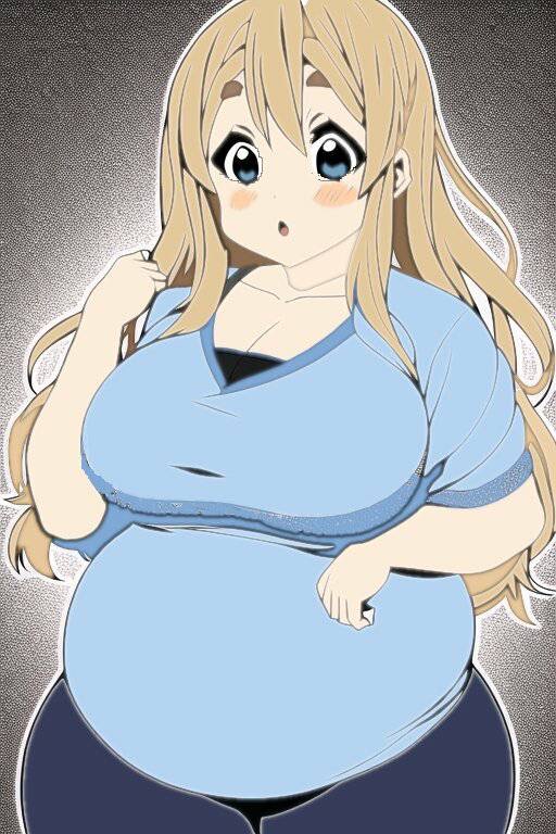 bbw belly_overhang big_belly big_breasts big_female blush chubby chubby_female embarrassed fat fat_ass fat_female fat_fetish fat_girl fat_woman fatty k-on! large_female overweight overweight_female plump thick_thighs tsumugi_kotobuki_(k-on!) weight_gain