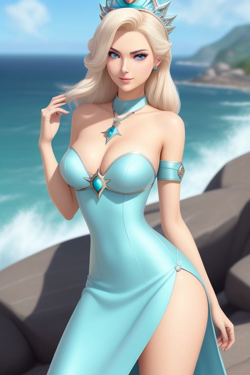 1girls ai_generated beach blonde blonde_female blonde_hair blonde_hair_female blue_dress blue_eyes blue_sky blue_water breasts cleavage cliff clothing coast crown cyan_dress day daytime dress elegant exposed_shoulders exposed_thigh female female_only jewelry long_hair looking_at_viewer mario_(series) medium_breasts nintendo outdoors outside perfect_body plants platinum_blonde_hair pooplool princess princess_rosalina rocks royalty seductive_body sexy.ai slim slim_female slim_figure slim_girl sole_female solo solo_female standing strapless strapless_dress super_mario_galaxy tagme thigh thin thin_arms thin_female tight_clothing water waves