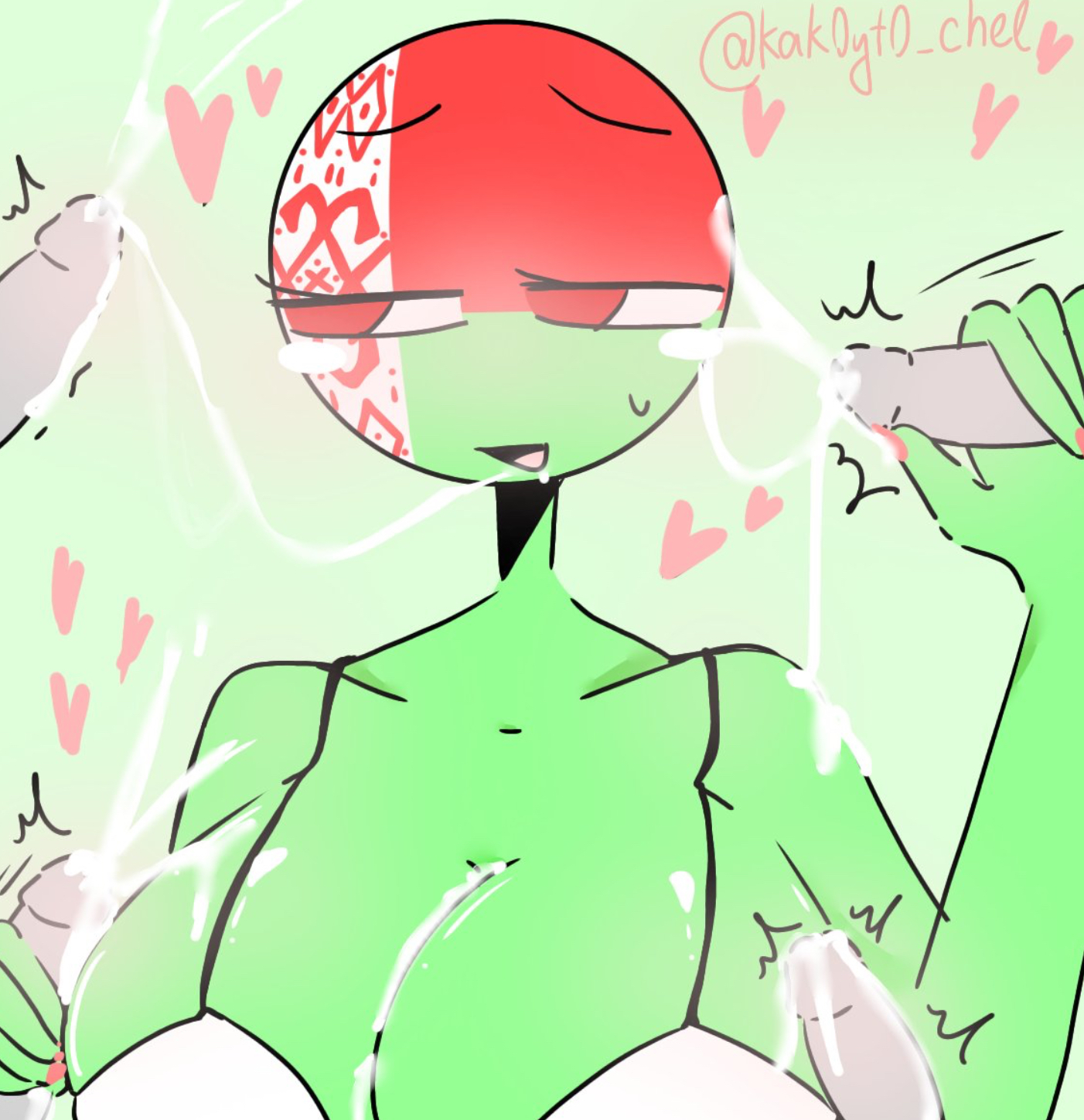 1girls, 4boys, belarus (countryhumans), blowbang, bra, breasts, canada (countryhumans), countryhumans, countryhumans girl, covered in cum, cum everywhere, cum in breasts, cumshot, female, hearts, humanoid, japan (countryhumans), kak0yt0 chel, male, mexico (countryhumans), motion lines, multiple boys, multiple males, naked, nude, nude female, tagme, united states of america (countryhumans)
