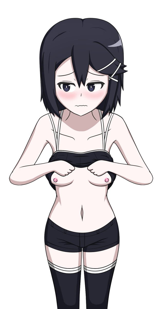 alternate_version_available asagi_asagiri blush blush breasts disgaea flashing flashing_breasts johnthems makai_kingdom nippon_ichi_software small_breasts tank_top tank_top_lift