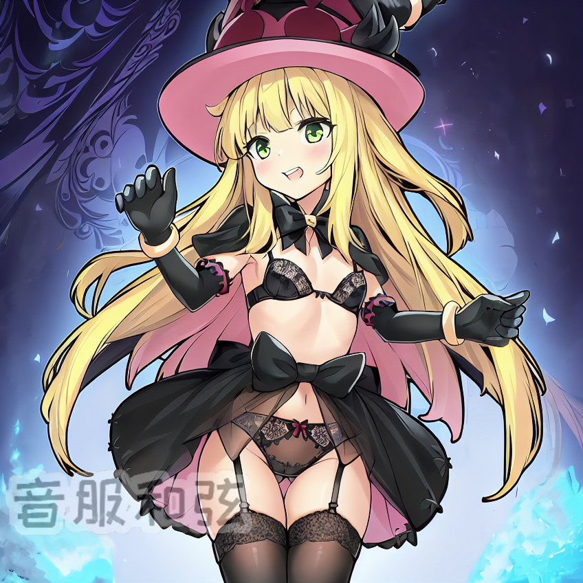 1girls ai_generated duel_monster ghostrick_witch lingerie witch yu-gi-oh!