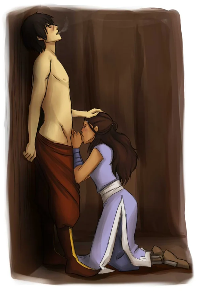 1boy 1girls avatar_legends avatar_the_last_airbender beanaroony blowjob fanon_couple fellatio female fire_nation hand_on_head handjob human katara kneeling_oral_position male male/female straight water_tribe zuko