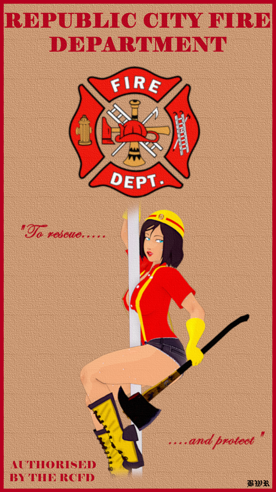 1girls avatar_legends breakwater_ridge english_text female firefighter_uniform korra pinup pose retro_artstyle text the_avatar the_legend_of_korra wallpaper water_tribe