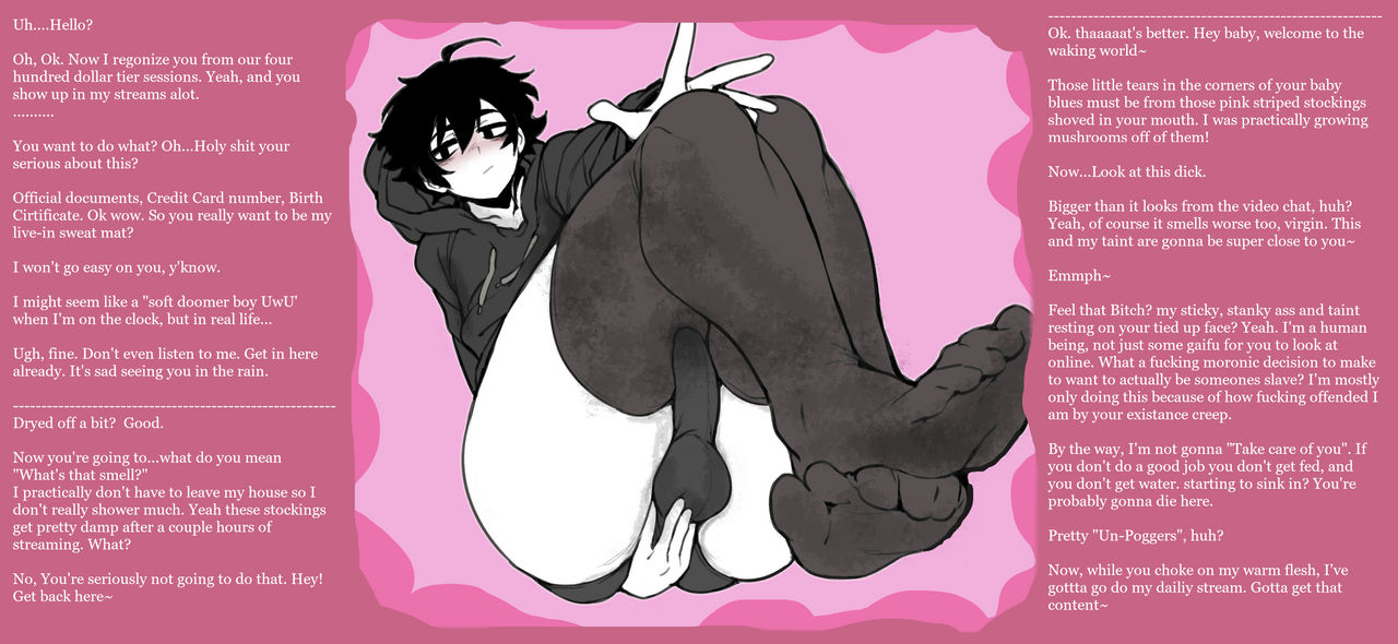 1boy, caption, doomer boy, doppel, feet, femboy, foot fetish, foot focus, male, male only, otoko no ko, smell, smelly, socks, stinky, stinky ass, stinky butt, stinky feet, stockings, sweat, sweaty, wojak comics