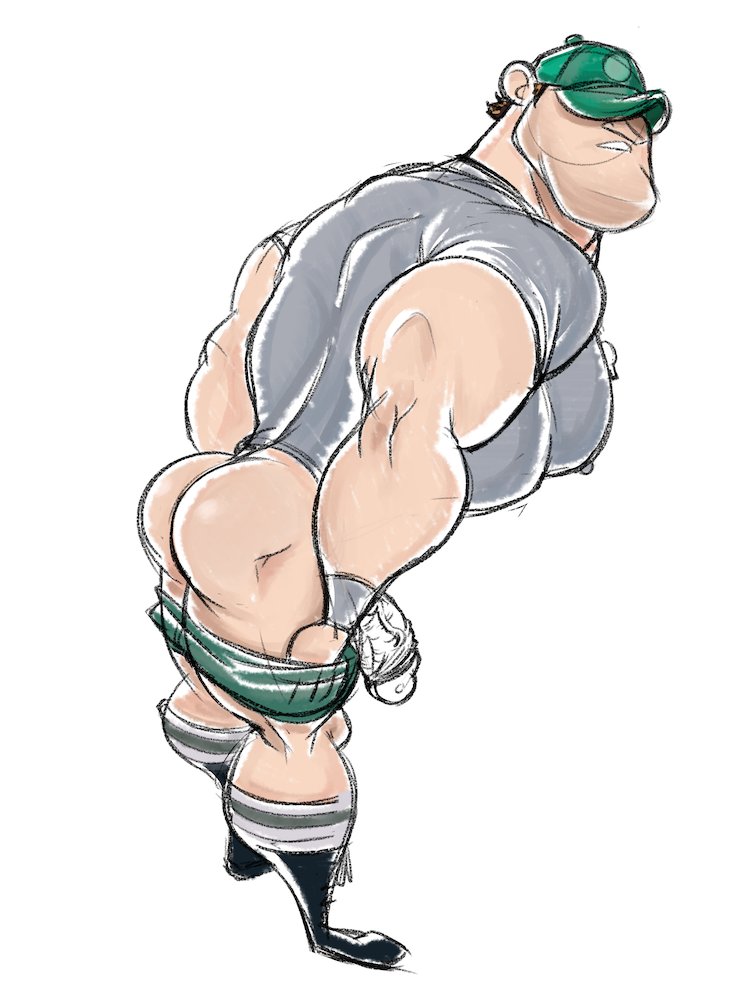 1boy aizenhower ass bara beefy big_penis coach_(meet_the_robinsons) daddy flaccid flaccid_penis gay male male_only manly meet_the_robinsons mooning muscular muscular_male nipples penis shorts shorts_down showing_ass simple_background sketch socks solo tagme veiny_penis white_background yaoi