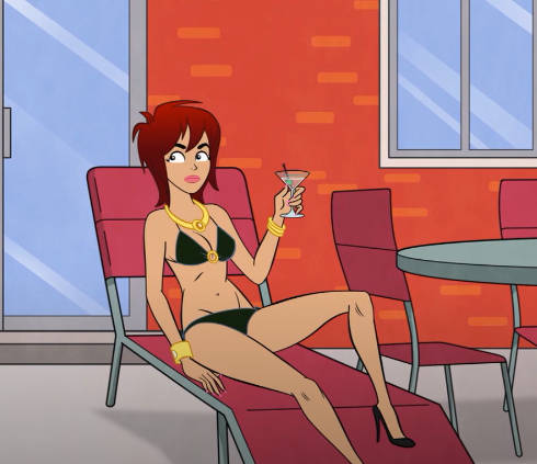 bikini black_bikini high_heels mother_up! red_hair rudi_wilson screencap swimsuit