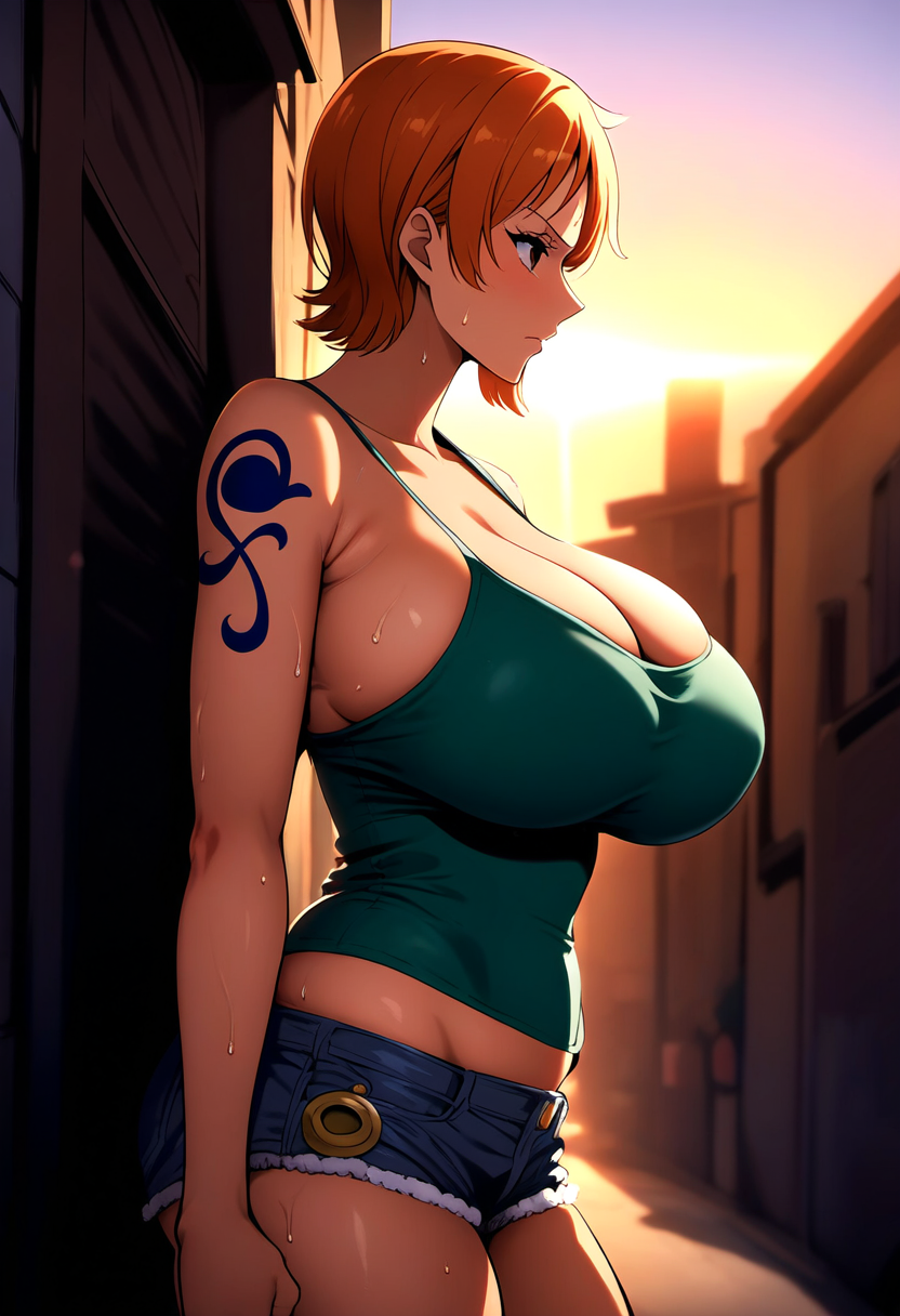 ai_generated ashitsutta big_breasts female female_only nami_(one_piece) nude one_piece