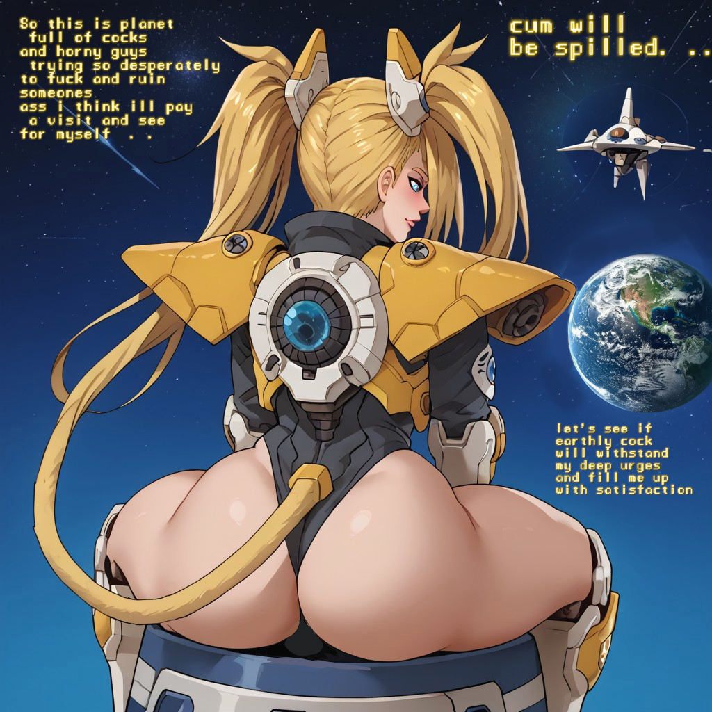 1boy ai_generated big_ass blonde_hair blue_eyes blush cat_ears deidara femboy femboy_focus femdom heart male male_focus mecha mechanical naruto naruto_(series) naruto_shippuden pale planet presenting space spacesuit spread_legs tagme text thick_ass thick_legs thick_thighs yellow