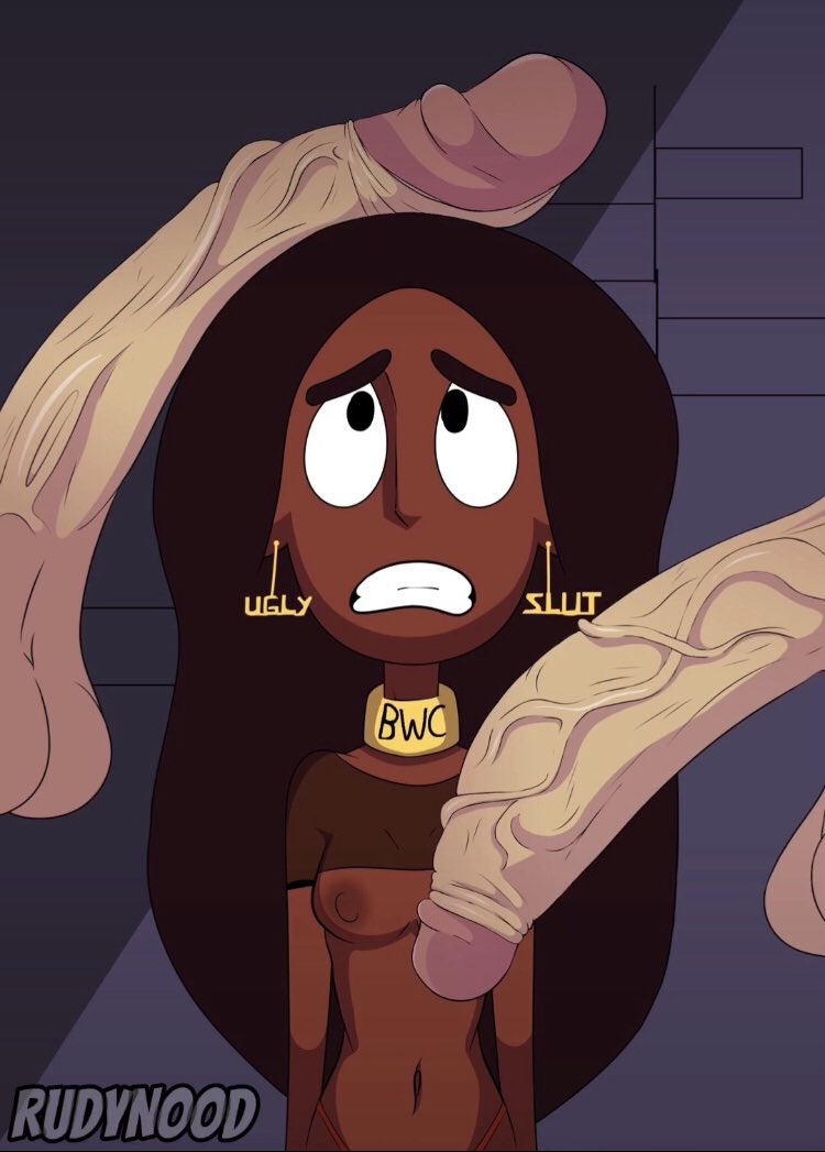 1girls 2boys afraid aged_up breasts collar connie_maheswaran dark-skinned_female dark_skin degradation earrings erection fear female huge_cock indian indian_female light-skinned_male light_skin nipples penis raceplay rudynood steven_universe veiny_penis