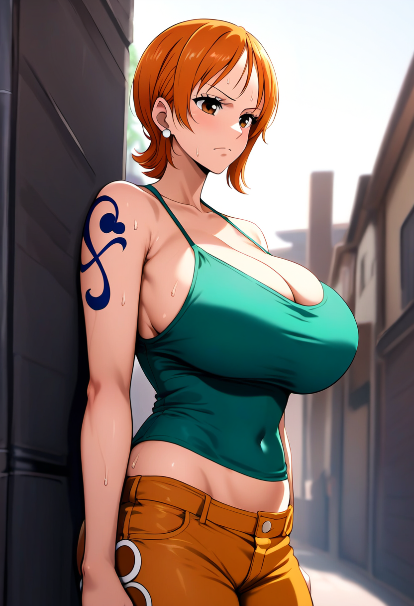 ai_generated ashitsutta big_breasts female female_only nami_(one_piece) one_piece