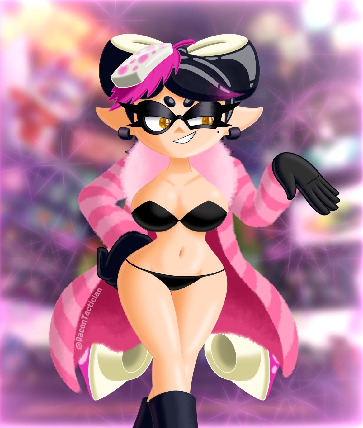 bacontactician breasts callie_(splatoon) female female_only gloves light-skinned_female nintendo pointy_ears solo splatoon splatoon_(series) tacticalbacon84