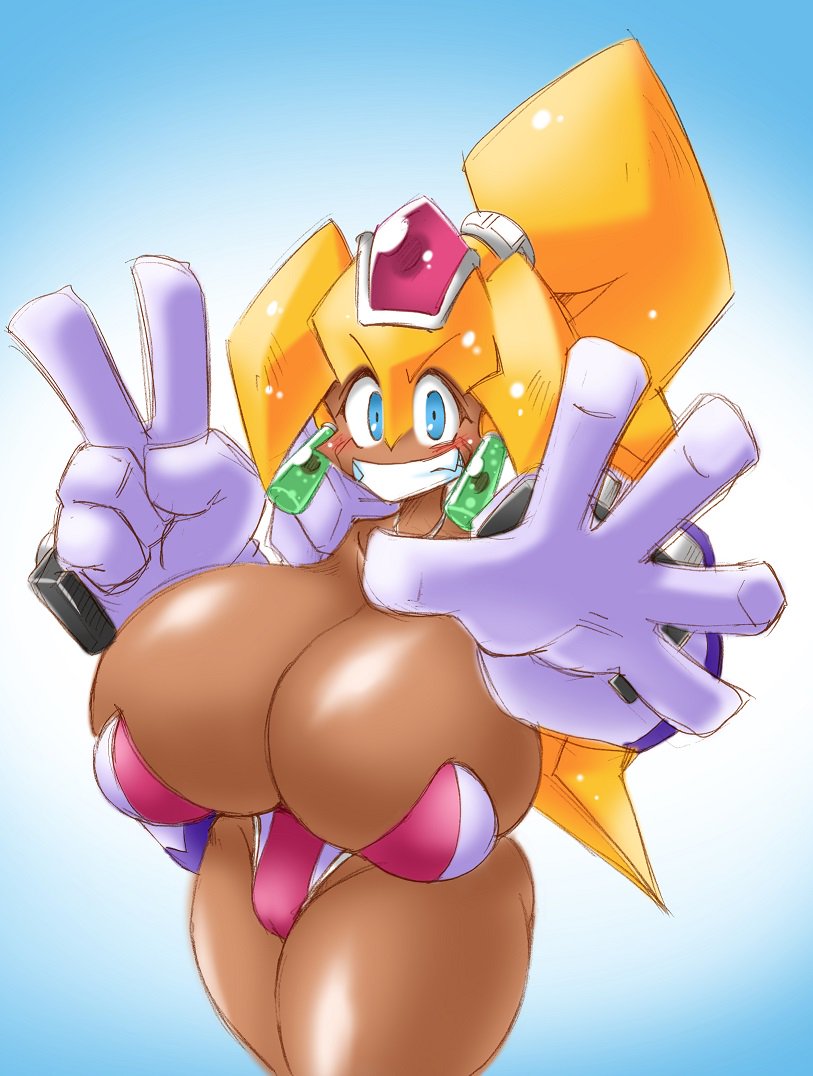 android blonde_hair breasts female gigantic_breasts hips huge_breasts huge_hips huge_nipples huge_thighs humanoid_robot hyper_breasts hyper_nipples large_breasts nipples razor_(robopon) robopon robot robot_girl shortstack tagme tamori_hataru thick_thighs thighs wide_hips