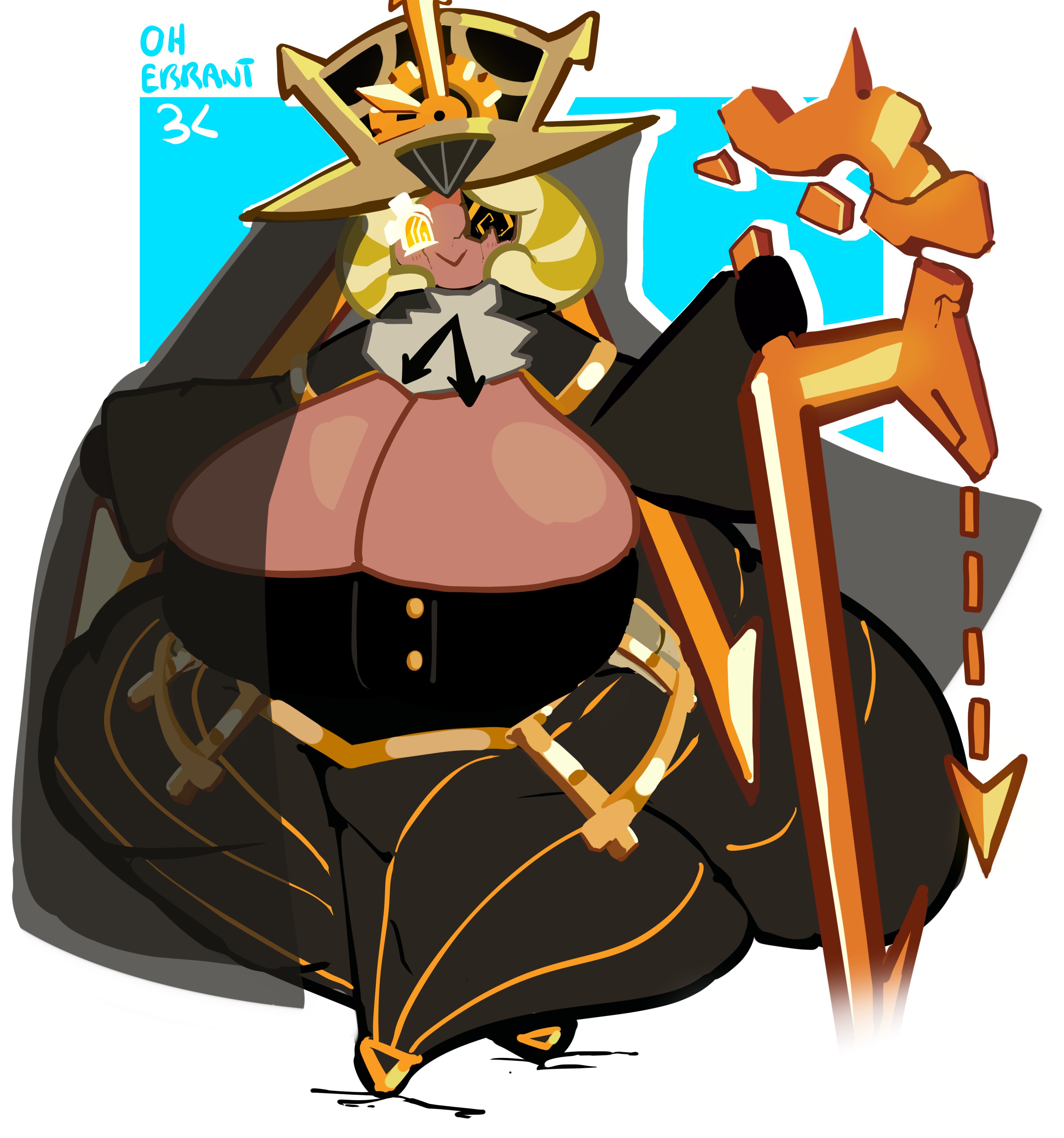 ass, ass bigger than head, big ass, big breasts, boob window, breasts, clothed, cookie run, errantheart, female, female only, huge breasts, hyper ass, tagme, timekeeper cookie
