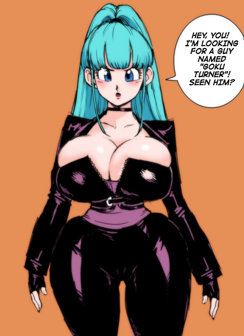 big breasts, blue hair, breasts, bulma (dragon ball), bulma briefs, cleavage, dragon ball, dragon ball evolution, dragon ball z, female, huge breasts, jay-marvel, large breasts, name drop, solo, thick thighs, thighs, tight clothing
