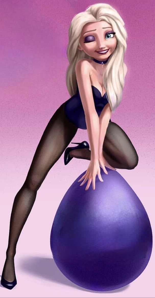 1girls choker disney disney_princess elsa_(frozen) female female_only frozen_(film) high_heels leotard minx pantyhose solo strapless_leotard unknown_artist wink winking