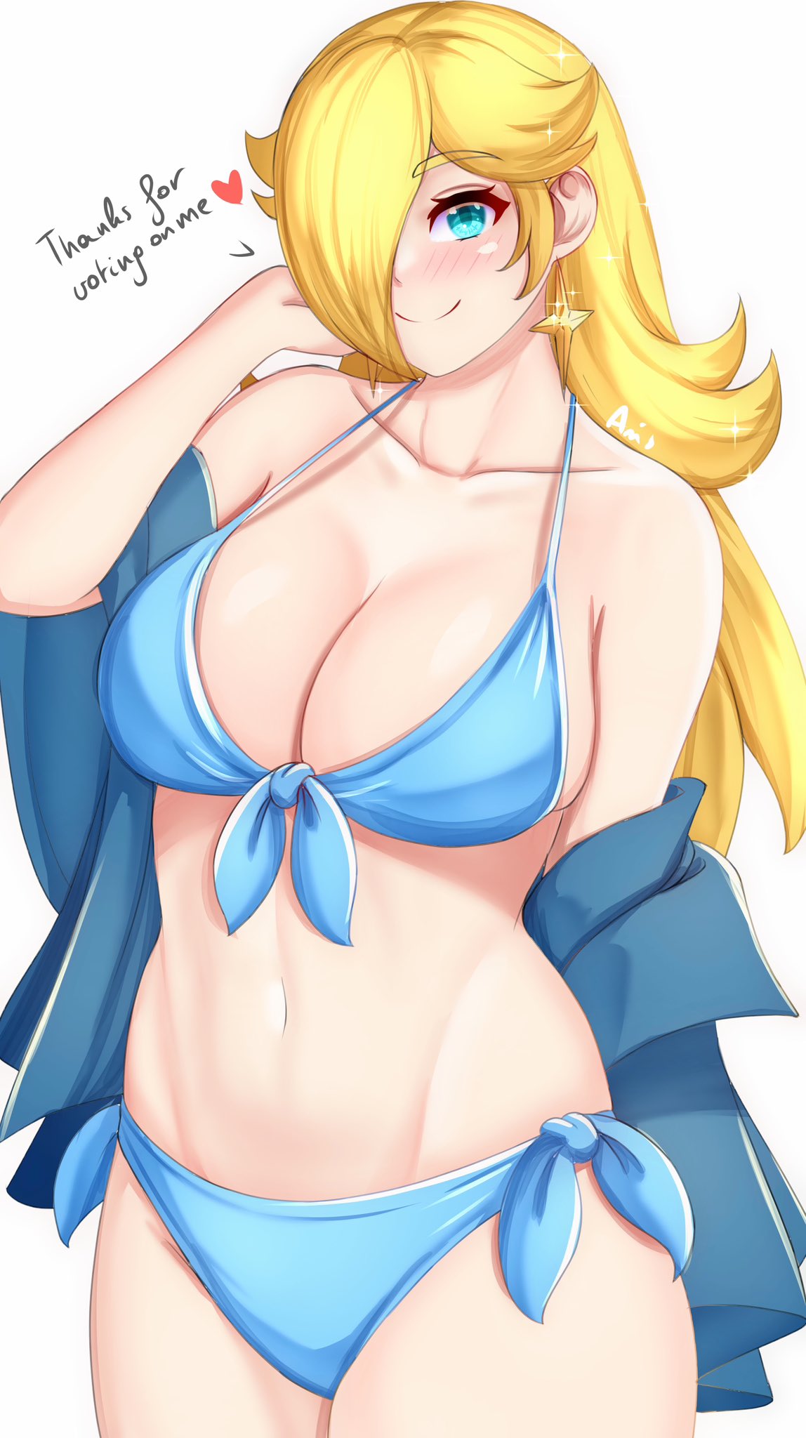 anisdrawn, blonde hair, breasts, female, female only, looking at viewer, mario (series), nintendo, princess rosalina, solo, super mario galaxy, tagme