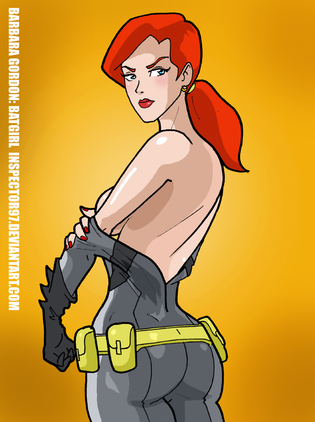 barbara_gordon batgirl batgirl_(young_justice) changing_clothes dc dc_comics inspector97 red_hair sideboob spandex spandex_suit young_justice young_justice:_invasion